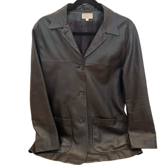 Vintage Maxfield Parrish Leather Jacket Silk Lined Size Large - Picture 2 of 8